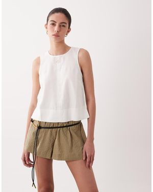 New Look Linen Blend Shell Top - White