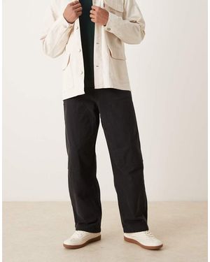 ASOS Pantalones Negros De Pernera Recta Suelta Y Estilo Carpintero De - Neutro