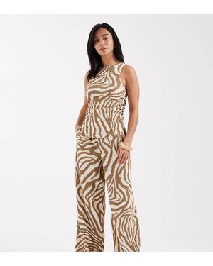 Vero Moda Wide Leg Textured Jersey Trouser Co-Ord - Metallic