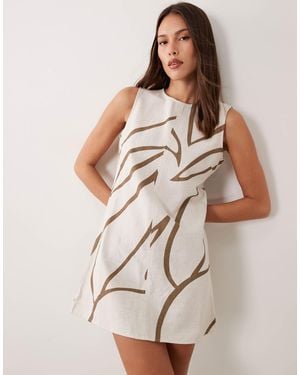 Vila Linen Touch Sleeveless Mini Dress - Multicolour