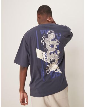 ASOS Oversized T-Shirt Met Grafische Drakenprint - Blauw