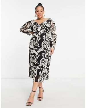 Simply Be Mesh Tie Front Midi Dress - White