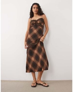 New Look Lace Trim Strappy Midi Dress - Natural