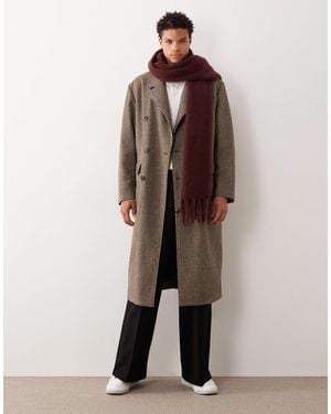 ASOS – karierter longline-mantel - Braun