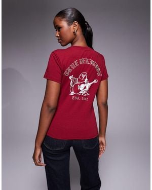TRUE RELIGION Crystal Logo Crewneck T-Shirt With Back Print - Red
