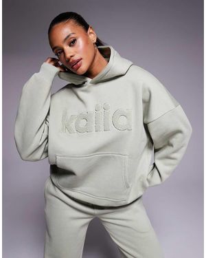 Kaiia Felpa Con Cappuccio Oversize Salvia Con Logo - Grigio
