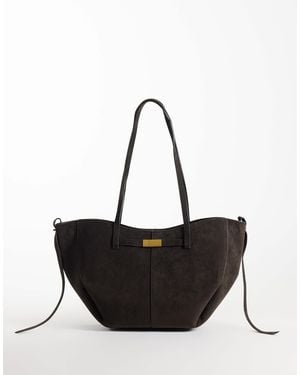 Gina Tricot Petit cabas en daim synthétique avec détail - Noir