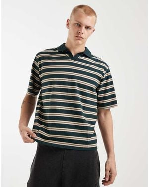 Redefined Rebel Polo A Rayas De Corte Cuadrado Extragrande - Verde