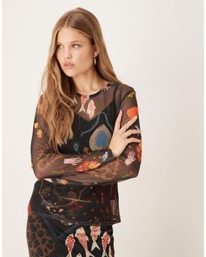 Never Fully Dressed Long Sleeve Mesh Top - Multicolour
