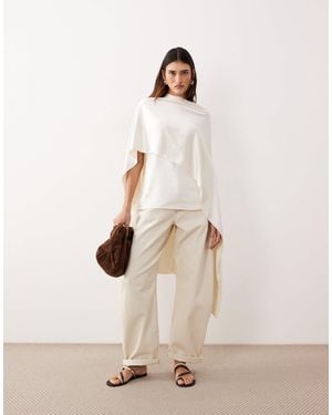 ARRANGE Tova Tapered Curved Leg Jeans With Roll Hem - Natural