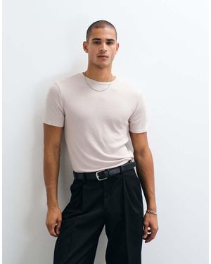 ASOS T-Shirt Slim Pesante Grigia A Nido D'Ape - Bianco