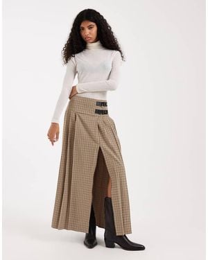 ASOS Falda Larga A Plisada De - Neutro