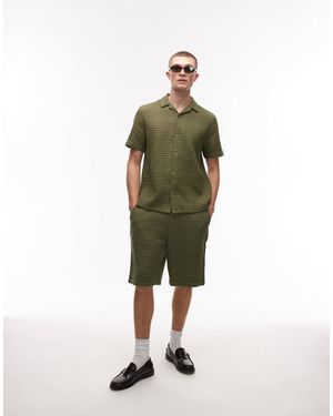 TOPMAN Textured Grid Check Shorts - Green