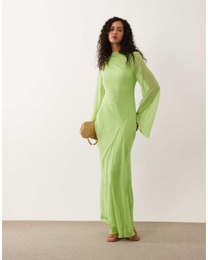 ASOS Vestido Largo Con Cuello Barco De Chifón - Verde