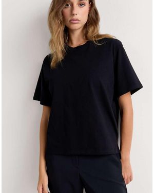 Intimissimi Boxy Fit Short-Sleeved Cotton Top - Black