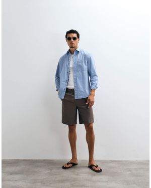 Mango Short ajusté à fines rayures - Bleu