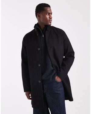 Only & Sons Wool Blend Funnel Neck Overcoat - Blue