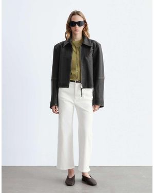 & Other Stories High Waist Wide Cropped Jeans - White