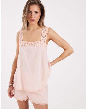 ASOS Cotton Pull On Lace Trim Shorts - Pink
