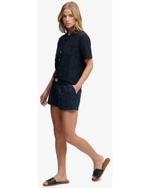 Superdry Cotton Broderie Beach Shorts - Blue
