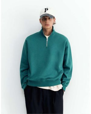 Pull&Bear Quarter-zip Sweatshirt - Green