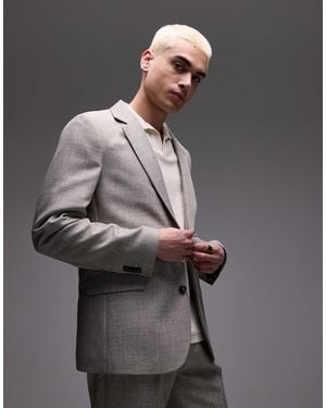 TOPMAN Relaxed Textured Suit Jacket - Gray