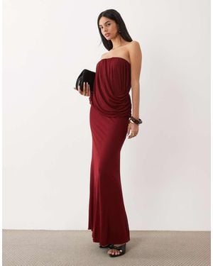 ASOS Mesh Gedrapeerde Bandeau Maxi Jurk - Rood