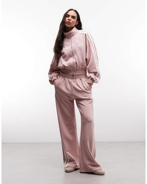 CERNUCCI Wide Leg Track Trousers Co-Ord With Side Taping - Pink
