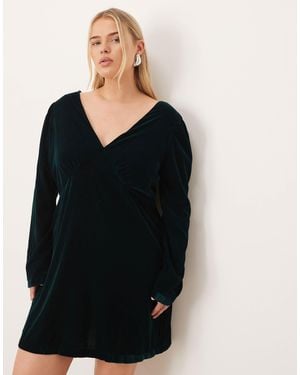 Nobody's Child Josie Velvet V-neck Mini Dress - Black