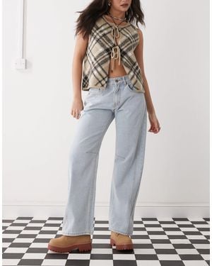 Lioness Denim Low Rise Barrel Leg Side Seam Detail Jeans - Multicolour