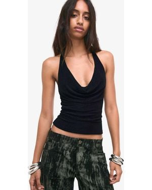 Bershka – neckholder-oberteil - Schwarz