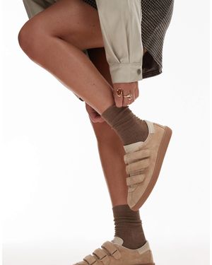 Bronx Bobbie Rubber Sole Trainers With Velcro Straps - Natural