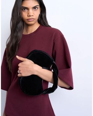 TOPSHOP Gail Twist Handle Velvet Grab Bag - Red