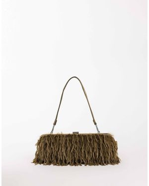 TOPSHOP Steele kleine schultertasche mit faux-feather - Natur
