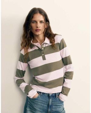 Pull&Bear Long Sleeve Polo Shirt - Natural