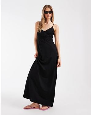 ONLY Robe caraco longue avec détail sur le buste - Noir