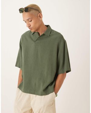 ASOS – kastiges oversize-schlupfhemd aus leinenmix - Grün