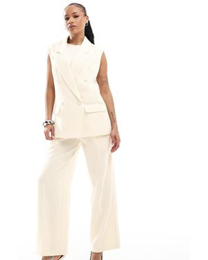 4th + Reckless Petite Tailored Sleeveless Longline Waistcoat Co-ord - Natural