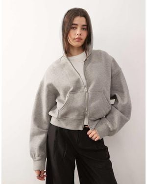 Weekday Oversized Boxy Fit Zip Through Hoodie - Grey