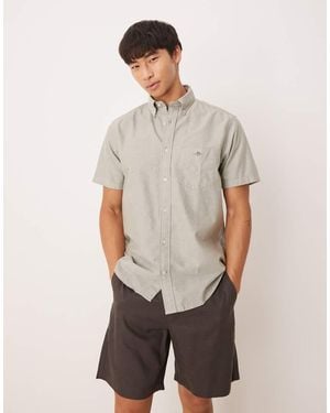 GANT Regular Fit Classic Oxford Short Sleeve Shirt - Grey