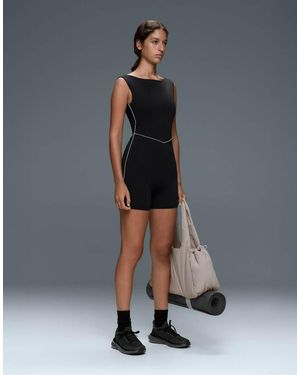 Oysho Comfortlux Jumpsuit Corto Con Profili - Grigio