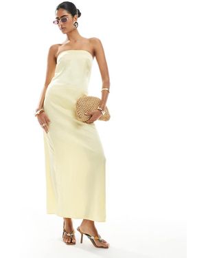 Pieces Bandeau Maxi Satin Dress - Metallic
