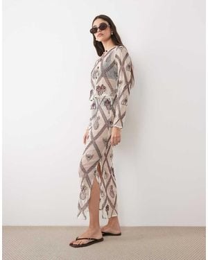 River Island Motif Crochet Maxi Skirt - Pink