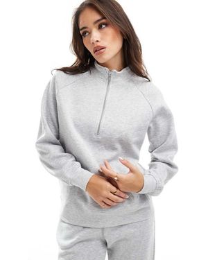 Pieces Sudadera Jaspeado Con Media Cremallera De (Parte De Un Conjunto) - Gris