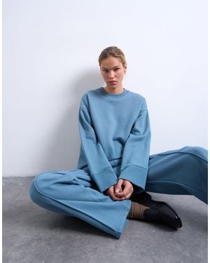 TOPSHOP Clean Oversized Deep Cuff Sweat - Blue