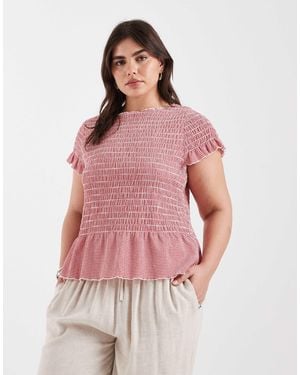 ONLY Ruched Detail Boatneck Top - Pink