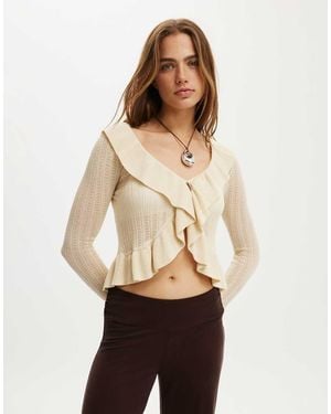 Cotton On Ruffle Knit Cardi - Natural