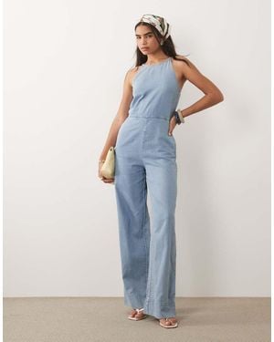 Mango 100% Cotton Denim Jumpsuit - Blue