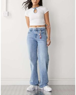 Noisy May Yolanda Mid Rise Straight Leg Jeans - Blue