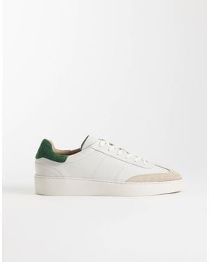Noak Baskets rétro à lacets fabriquées au portugal en cuir et daim - Blanc